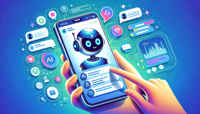 dall-e-2024-01-28-21.37.48-a-modern-and-visually-appealing-illustration-for-an-it-blog-article.-the-image-should-depict-a-sleek-smartphone-displaying-a-chat-interface-with-a-fri чат-боты